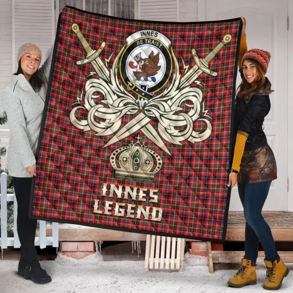 Innes Modern Clan Quilt, Scottish Tartan Innes Modern Clans Premium Quilt Legend Gold Royal Style - Image 2