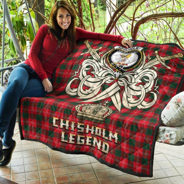 Chisholm Modern Clan Quilt, Scottish Tartan Chisholm Modern Clans Premium Quilt Legend Gold Royal Style - Image 5