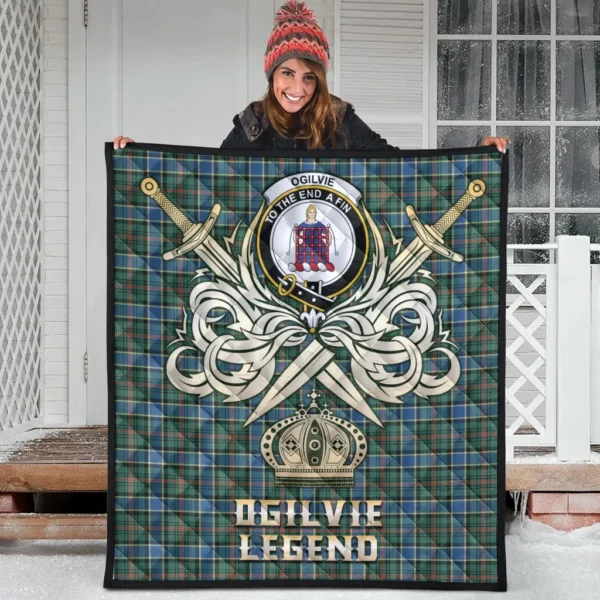 Ogilvie Hunting Ancient Clan Quilt, Scottish Tartan Ogilvie Hunting Ancient Clans Premium Quilt Legend Gold Royal Style