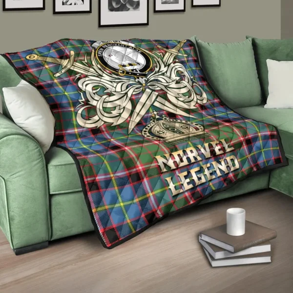 Norvel Clan Quilt, Scottish Tartan Norvel Clans Premium Quilt Legend Gold Royal Style - Image 3