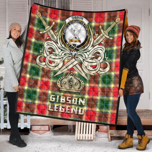 Gibson Clan Quilt, Scottish Tartan Gibson Clans Premium Quilt Legend Gold Royal Style - Image 2