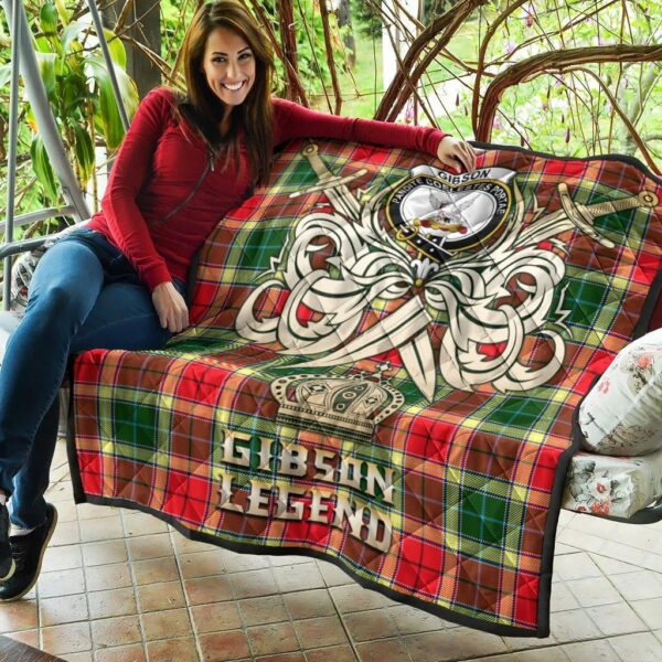 Gibson Clan Quilt, Scottish Tartan Gibson Clans Premium Quilt Legend Gold Royal Style - Image 5