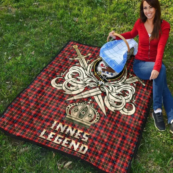 Innes Modern Clan Quilt, Scottish Tartan Innes Modern Clans Premium Quilt Legend Gold Royal Style - Image 4