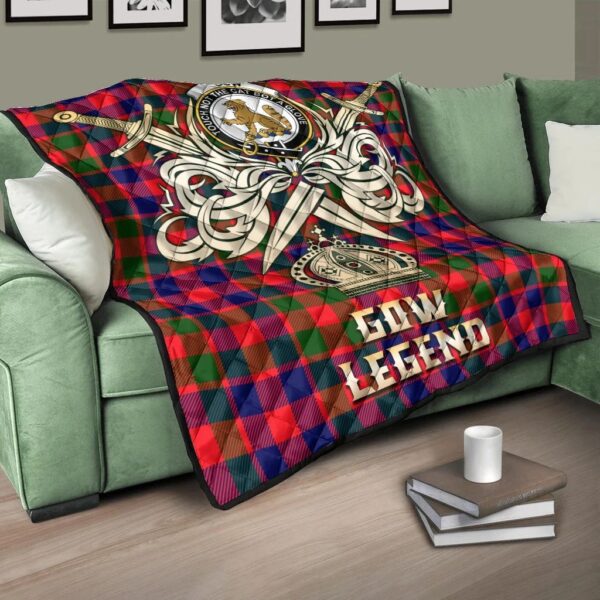 Gow of McGouan Clan Quilt, Scottish Tartan Gow of McGouan Clans Premium Quilt Legend Gold Royal Style - Image 3