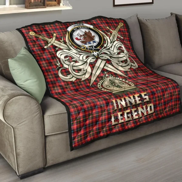 Innes Modern Clan Quilt, Scottish Tartan Innes Modern Clans Premium Quilt Legend Gold Royal Style - Image 6