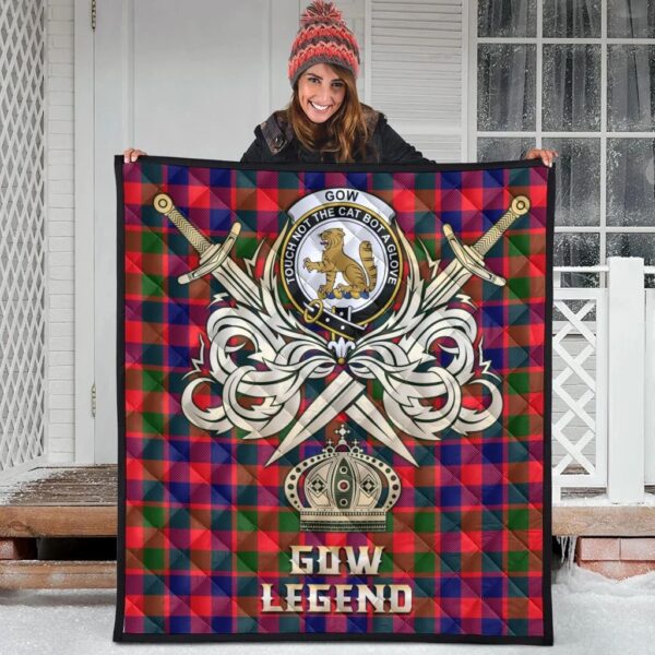 Gow of McGouan Clan Quilt, Scottish Tartan Gow of McGouan Clans Premium Quilt Legend Gold Royal Style