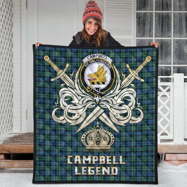 Campbell Ancient 02 Clan Quilt, Scottish Tartan Campbell Ancient 02 Clans Premium Quilt Legend Gold Royal Style