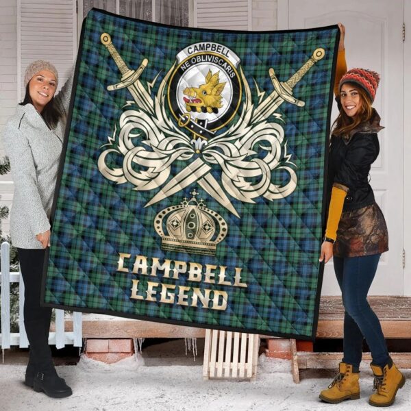 Campbell Ancient 02 Clan Quilt, Scottish Tartan Campbell Ancient 02 Clans Premium Quilt Legend Gold Royal Style - Image 2