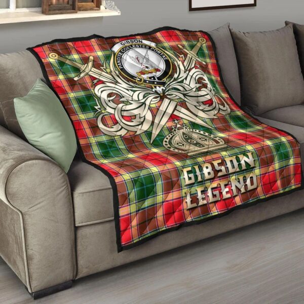 Gibson Clan Quilt, Scottish Tartan Gibson Clans Premium Quilt Legend Gold Royal Style - Image 6