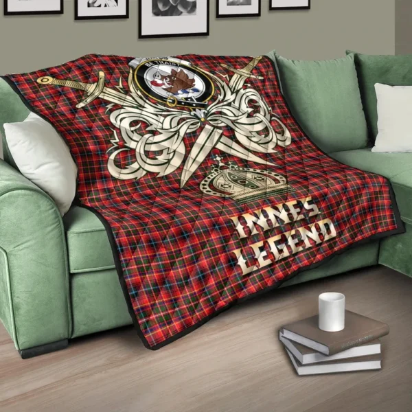 Innes Modern Clan Quilt, Scottish Tartan Innes Modern Clans Premium Quilt Legend Gold Royal Style - Image 3