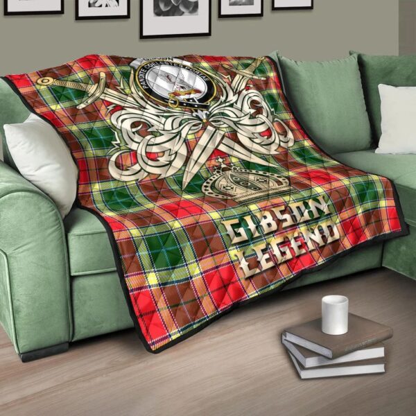 Gibson Clan Quilt, Scottish Tartan Gibson Clans Premium Quilt Legend Gold Royal Style - Image 3