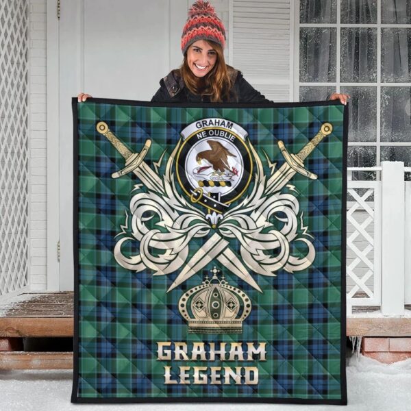 Graham of Menteith Ancient Clan Quilt, Scottish Tartan Graham of Menteith Ancient Clans Premium Quilt Legend Gold Royal Style