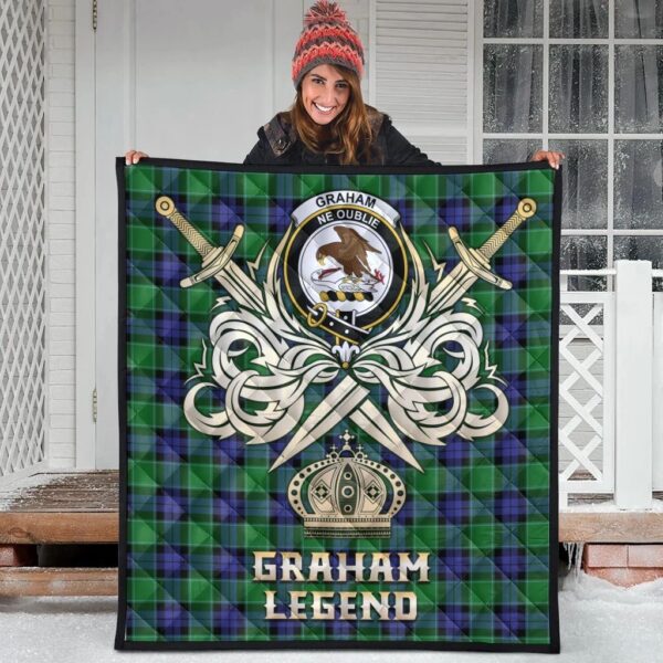 Graham of Menteith Modern Clan Quilt, Scottish Tartan Graham of Menteith Modern Clans Premium Quilt Legend Gold Royal Style