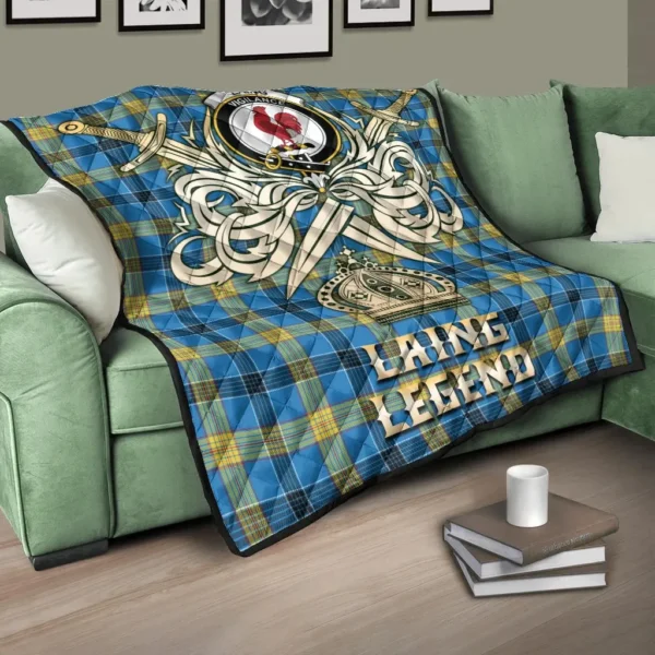 Laing Clan Quilt, Scottish Tartan Laing Clans Premium Quilt Legend Gold Royal Style - Image 3