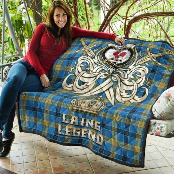 Laing Clan Quilt, Scottish Tartan Laing Clans Premium Quilt Legend Gold Royal Style - Image 5