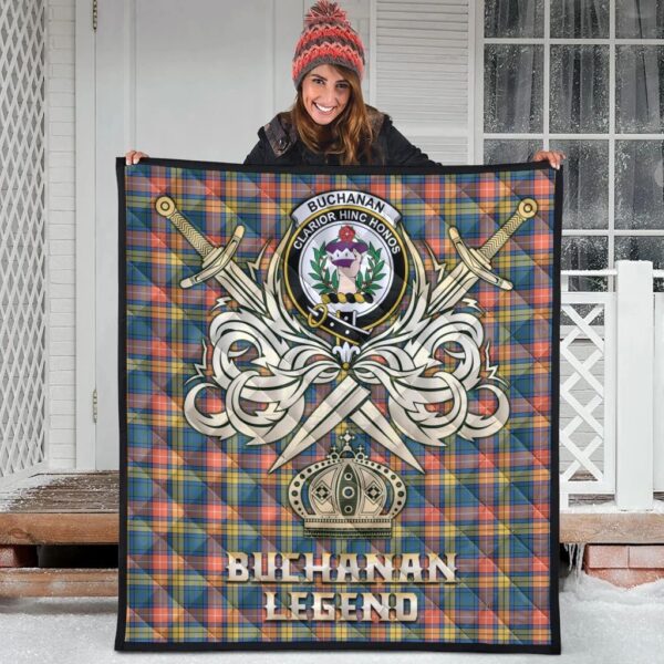 Buchanan Ancient Clan Quilt, Scottish Tartan Buchanan Ancient Clans Premium Quilt Legend Gold Royal Style