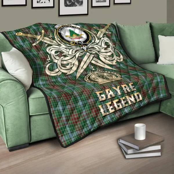 Gayre Clan Quilt, Scottish Tartan Gayre Clans Premium Quilt Legend Gold Royal Style - Image 3