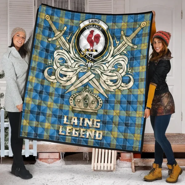 Laing Clan Quilt, Scottish Tartan Laing Clans Premium Quilt Legend Gold Royal Style - Image 2