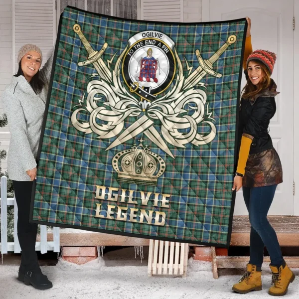 Ogilvie Hunting Ancient Clan Quilt, Scottish Tartan Ogilvie Hunting Ancient Clans Premium Quilt Legend Gold Royal Style - Image 2