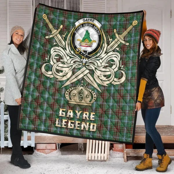 Gayre Clan Quilt, Scottish Tartan Gayre Clans Premium Quilt Legend Gold Royal Style - Image 2