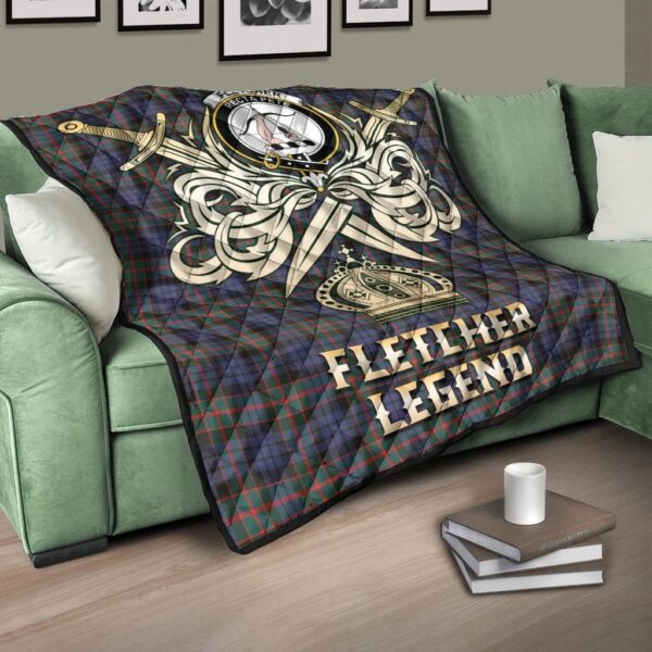 Fletcher of Dunans Clan Quilt, Scottish Tartan Fletcher of Dunans Clans Premium Quilt Legend Gold Royal Style - Image 3