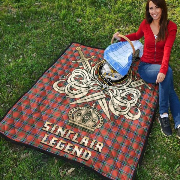 Sinclair Ancient Clan Quilt, Scottish Tartan Sinclair Ancient Clans Premium Quilt Legend Gold Royal Style - Image 4