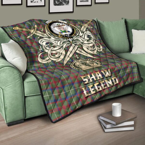 Shaw Green Modern Clan Quilt, Scottish Tartan Shaw Green Modern Clans Premium Quilt Legend Gold Royal Style - Image 3