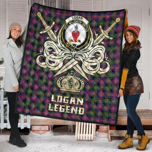 Logan Modern Clan Quilt, Scottish Tartan Logan Modern Clans Premium Quilt Legend Gold Royal Style - Image 2