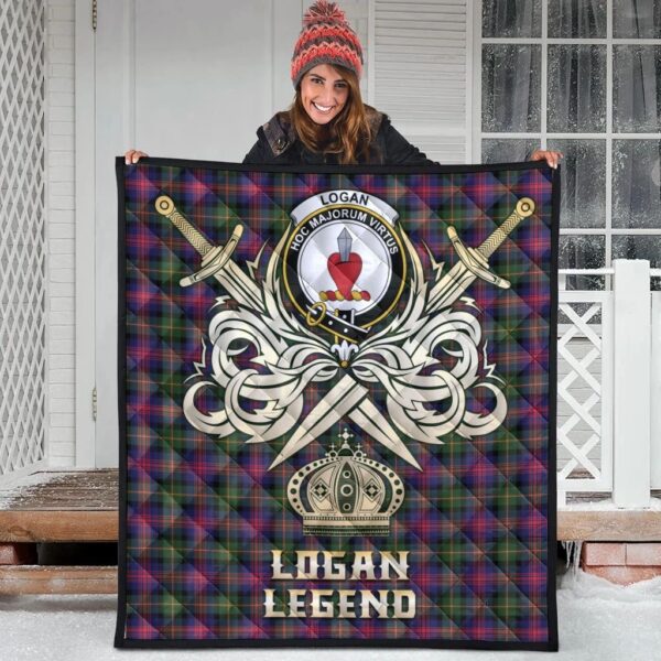 Logan Modern Clan Quilt, Scottish Tartan Logan Modern Clans Premium Quilt Legend Gold Royal Style