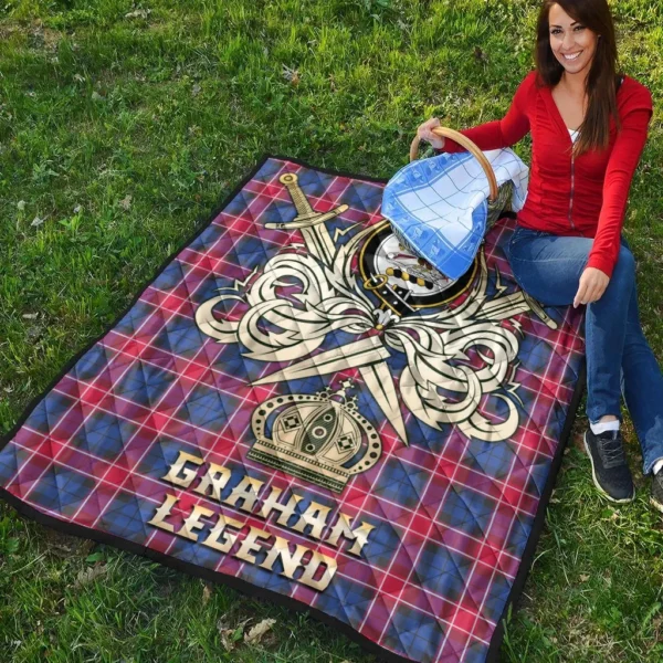 Graham of Menteith Red Clan Quilt, Scottish Tartan Graham of Menteith Red Clans Premium Quilt Legend Gold Royal Style - Image 4