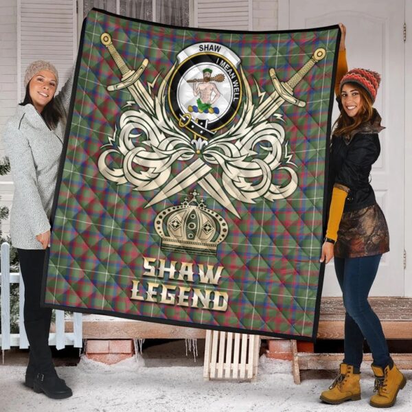 Shaw Green Modern Clan Quilt, Scottish Tartan Shaw Green Modern Clans Premium Quilt Legend Gold Royal Style - Image 2