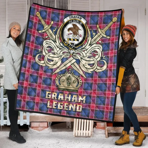 Graham of Menteith Red Clan Quilt, Scottish Tartan Graham of Menteith Red Clans Premium Quilt Legend Gold Royal Style - Image 2