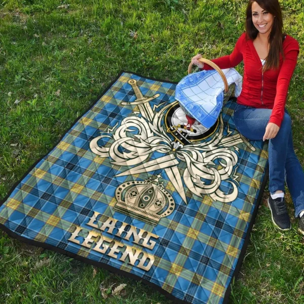 Laing Clan Quilt, Scottish Tartan Laing Clans Premium Quilt Legend Gold Royal Style - Image 4