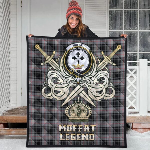 Moffat Modern Clan Quilt, Scottish Tartan Moffat Modern Clans Premium Quilt Legend Gold Royal Style