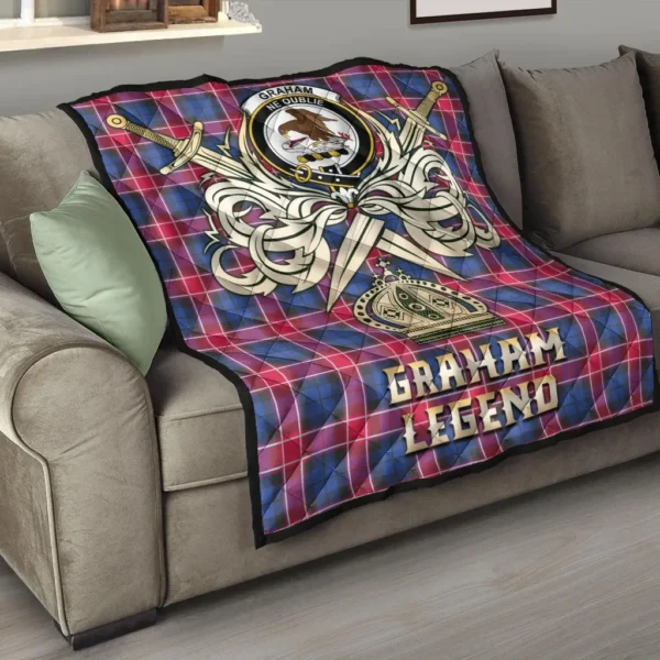 Graham of Menteith Red Clan Quilt, Scottish Tartan Graham of Menteith Red Clans Premium Quilt Legend Gold Royal Style - Image 6