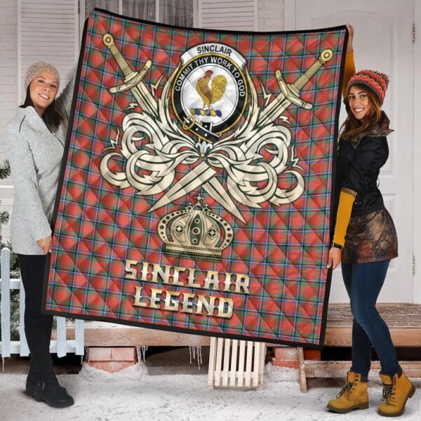 Sinclair Ancient Clan Quilt, Scottish Tartan Sinclair Ancient Clans Premium Quilt Legend Gold Royal Style - Image 2