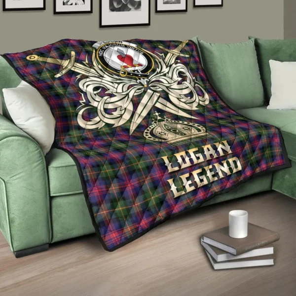 Logan Modern Clan Quilt, Scottish Tartan Logan Modern Clans Premium Quilt Legend Gold Royal Style - Image 3