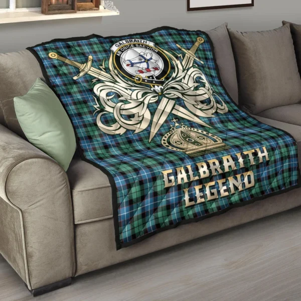 Galbraith Ancient Clan Quilt, Scottish Tartan Galbraith Ancient Clans Premium Quilt Legend Gold Royal Style - Image 6