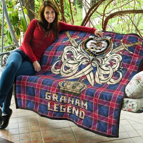 Graham of Menteith Red Clan Quilt, Scottish Tartan Graham of Menteith Red Clans Premium Quilt Legend Gold Royal Style - Image 5