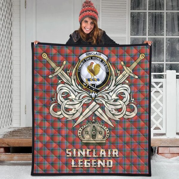 Sinclair Ancient Clan Quilt, Scottish Tartan Sinclair Ancient Clans Premium Quilt Legend Gold Royal Style