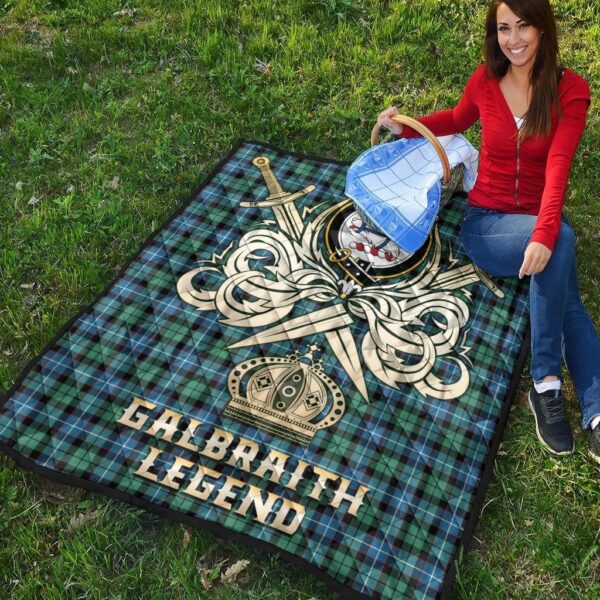 Galbraith Ancient Clan Quilt, Scottish Tartan Galbraith Ancient Clans Premium Quilt Legend Gold Royal Style - Image 4