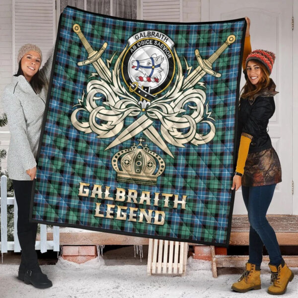 Galbraith Ancient Clan Quilt, Scottish Tartan Galbraith Ancient Clans Premium Quilt Legend Gold Royal Style - Image 2