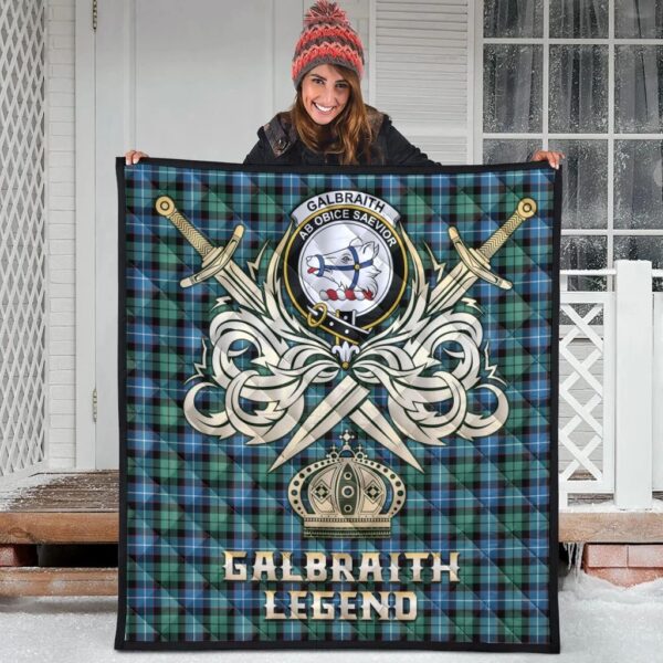 Galbraith Ancient Clan Quilt, Scottish Tartan Galbraith Ancient Clans Premium Quilt Legend Gold Royal Style