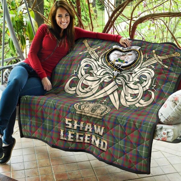 Shaw Green Modern Clan Quilt, Scottish Tartan Shaw Green Modern Clans Premium Quilt Legend Gold Royal Style - Image 5