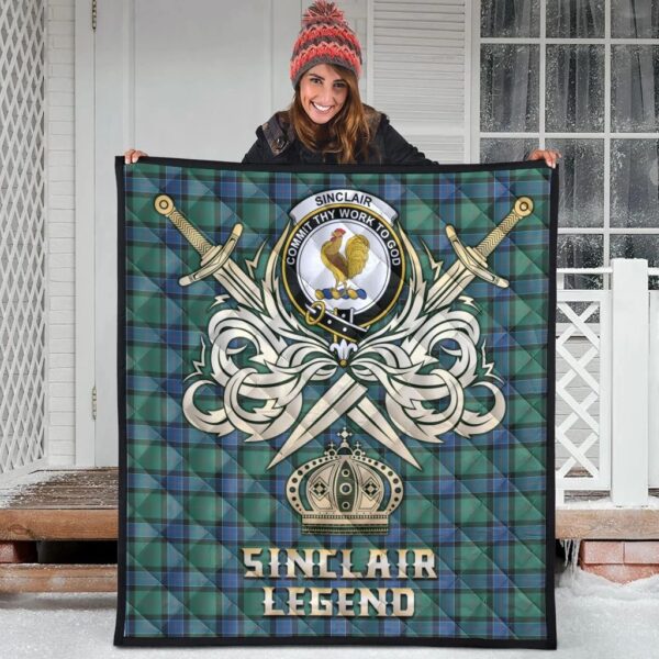 Sinclair Hunting Ancient Clan Quilt, Scottish Tartan Sinclair Hunting Ancient Clans Premium Quilt Legend Gold Royal Style