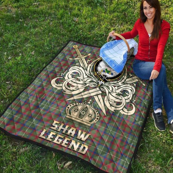 Shaw Green Modern Clan Quilt, Scottish Tartan Shaw Green Modern Clans Premium Quilt Legend Gold Royal Style - Image 4