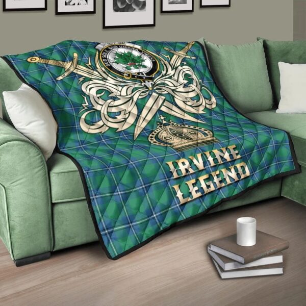 Irvine Ancient Clan Quilt, Scottish Tartan Irvine Ancient Clans Premium Quilt Legend Gold Royal Style - Image 3