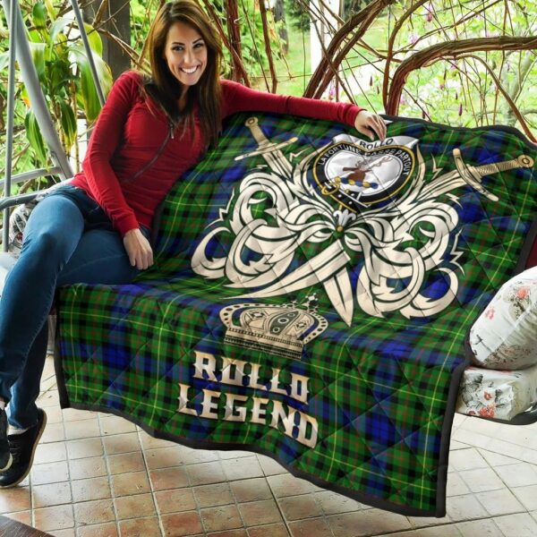 Rollo Modern Clan Quilt, Scottish Tartan Rollo Modern Clans Premium Quilt Legend Gold Royal Style - Image 5