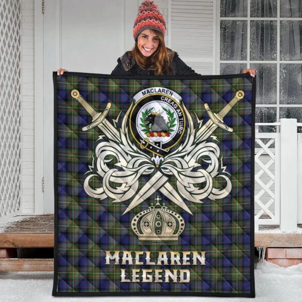 MacLaren Modern Clan Quilt, Scottish Tartan MacLaren Modern Clans Premium Quilt Legend Gold Royal Style