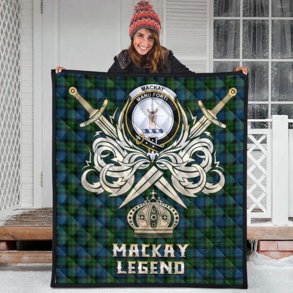 MacKay Modern Clan Quilt, Scottish Tartan MacKay Modern Clans Premium Quilt Legend Gold Royal Style